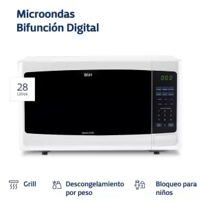 Microondas BGH bifuncional digital 28 lts Blanco